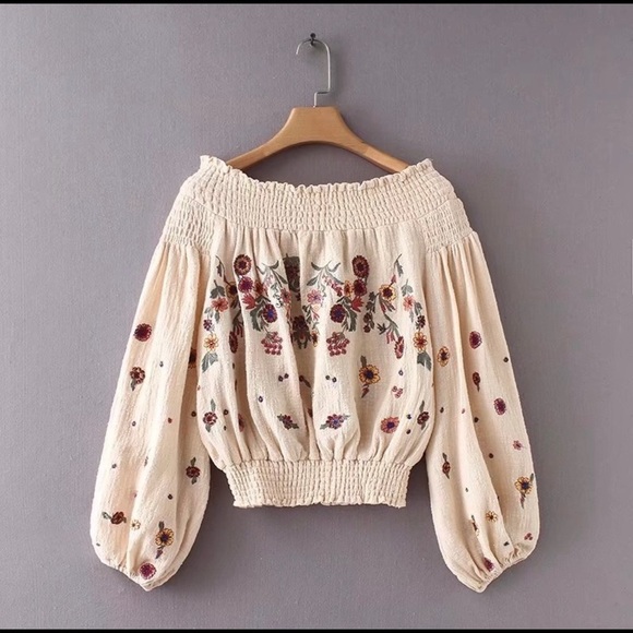 🔥💥CLEARANCE SALE⚡️🌟LEILANI Smocked Off-Shoulder Embroidered Top - Picture 7 of 10